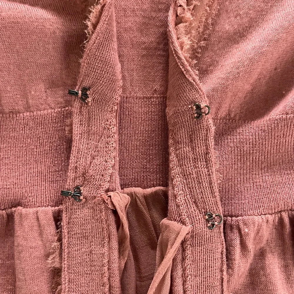 Anthropologie Moth Rust Ruffle Lace Trim Empire Waist Cardigan Medium
